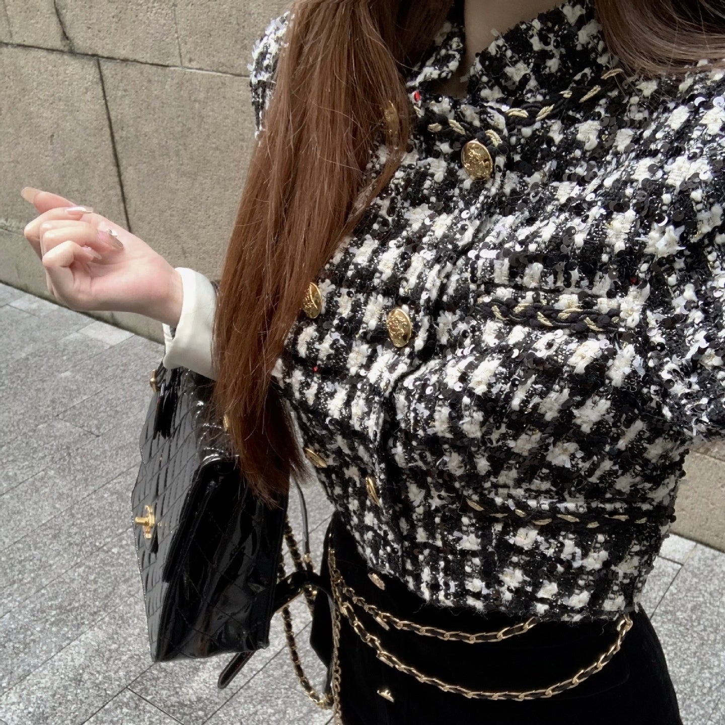 【Chéri】ツイードゴールドボタンジャケット mry001476