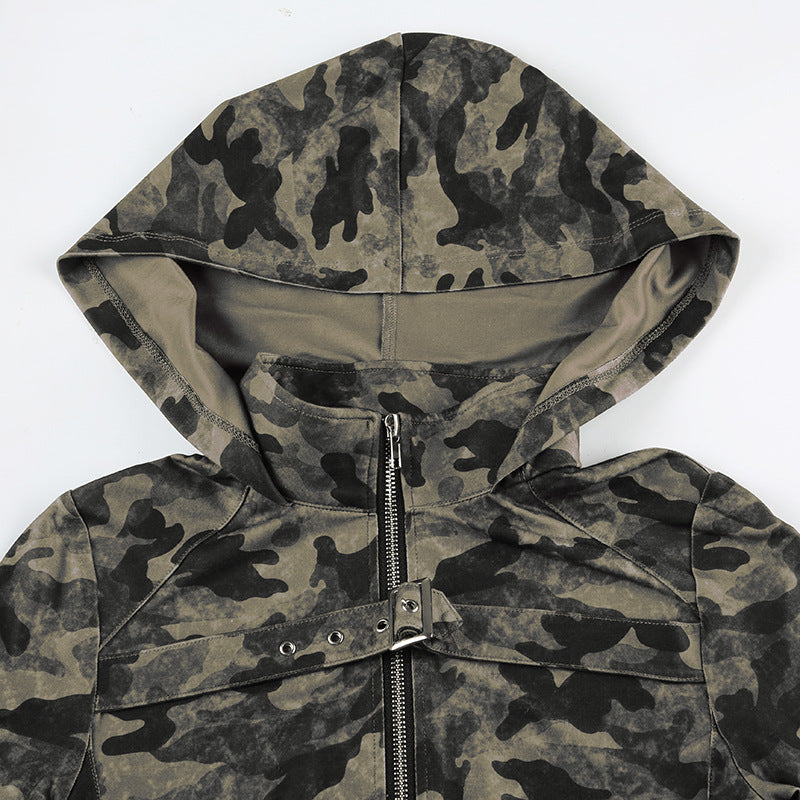 Military Chic Cropped Hoodie mry001639