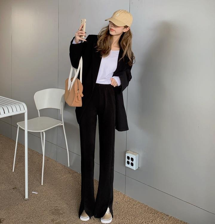 ブラック スリットパンツ mry000284