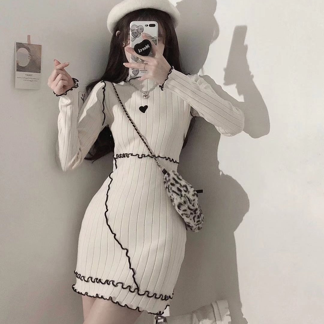 ハートステッチ スリムニットワンピース mry000414