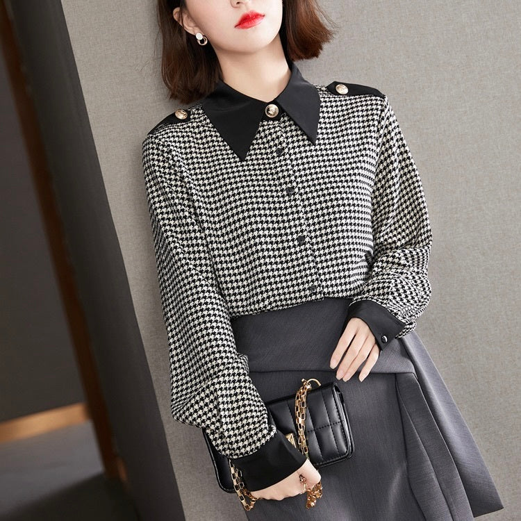 ヨーロッパ 韓国カジュアル 韓国デザイン トレンド 格子柄 ロングシャツ mry001259