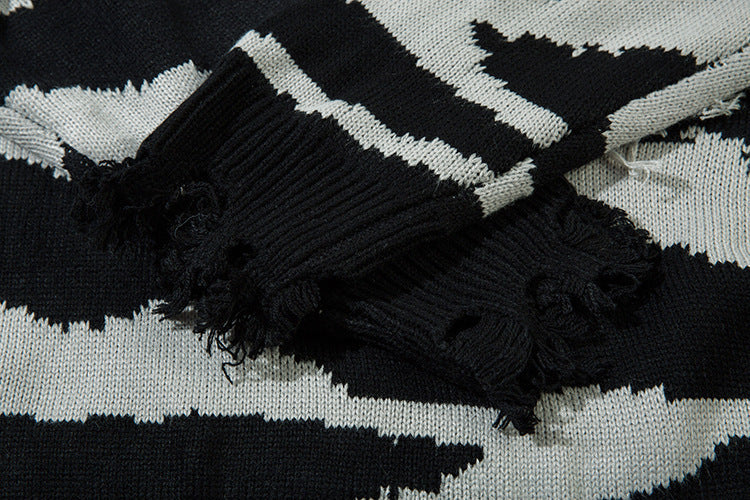 【2color】Raw Edge Animal Print Sweater mry001647