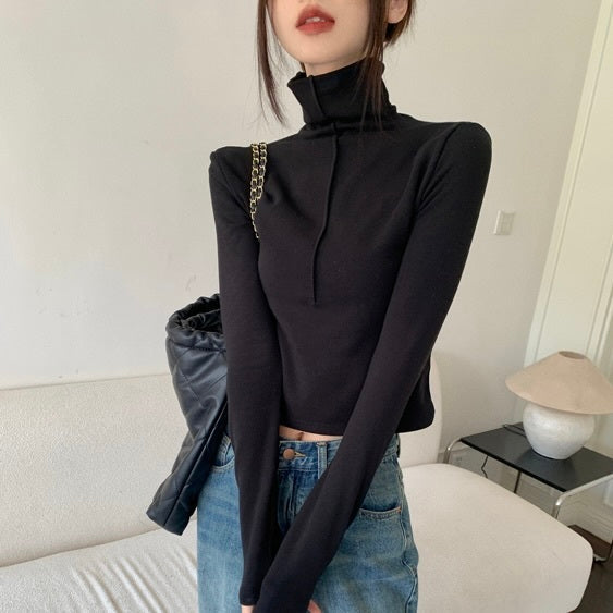 ハイネック ショート丈Tシャツ mry000478