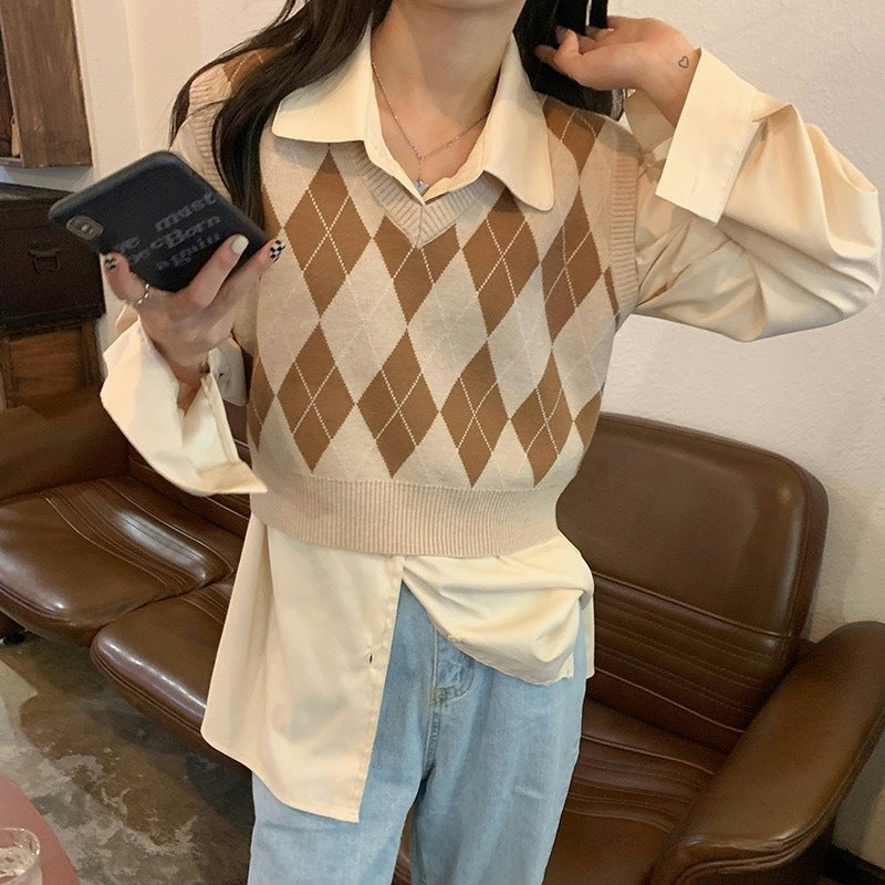 レトロ レイヤード ニットベスト mry000113