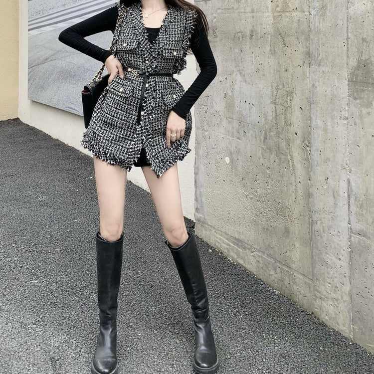 ガーリー ツイード ベスト mry000152