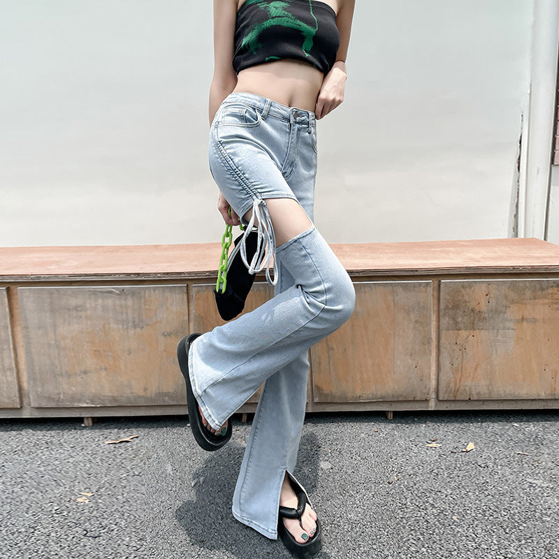 穴あき スリット美脚ジーンズ mry000390