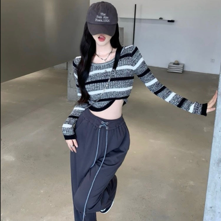 ストライプ スリムニット mry000297