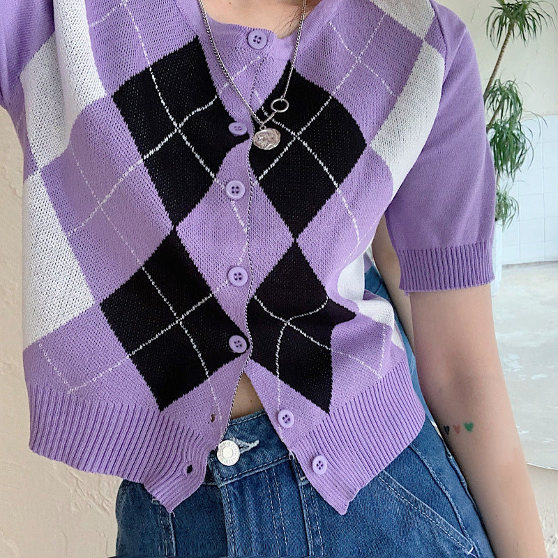 ショートニット カーディガン アメリカンレトロ スリムフィット mry000010