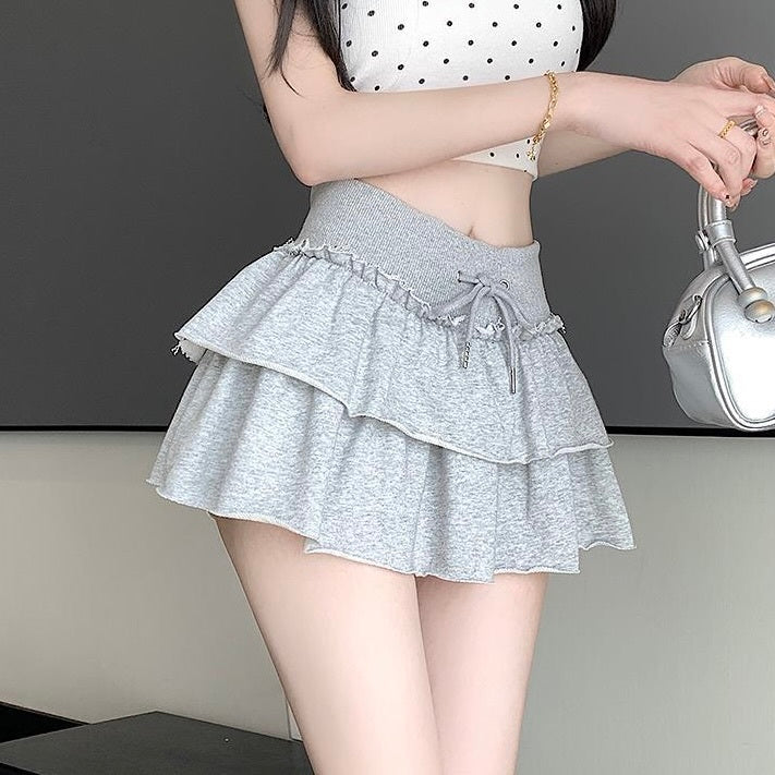 【Chéri】2カラー展開 韓国デザイン 韓国カジュアル ショートパンツ ミニスカート フリルスカート mry001228