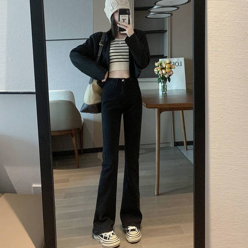 ブラック ハイウエスト フレアジーンズ mry000092
