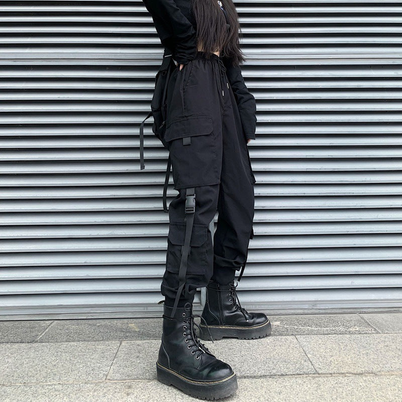 【送料無料】2023春新作 韓国ストリート ブラックパンツ mry000601