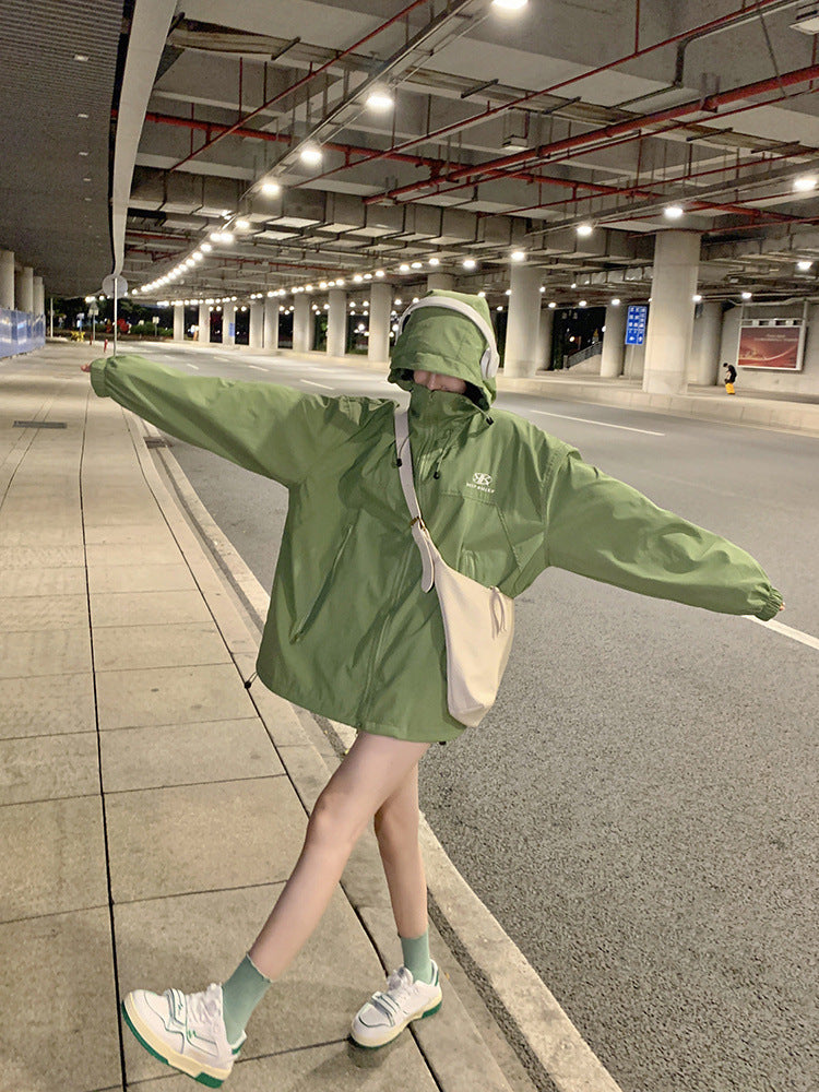 【送料無料】フード付き ジャケット ワンポイント デザインロゴ 韓国カジュアル 韓国ストリート mry000548