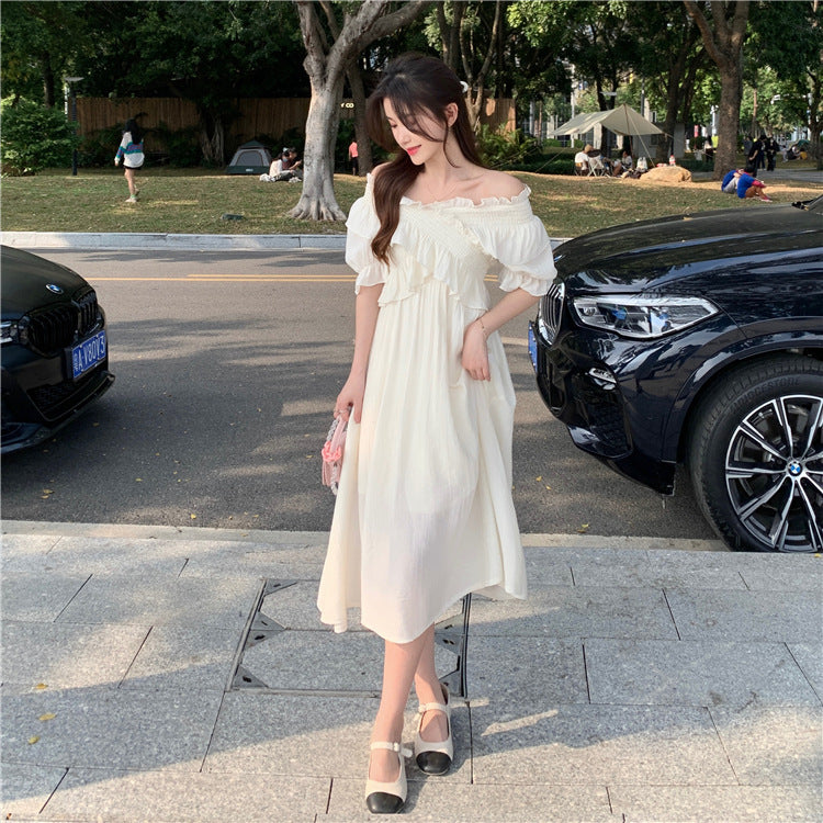 フリル オフショルダー シフォンワンピース mry000237