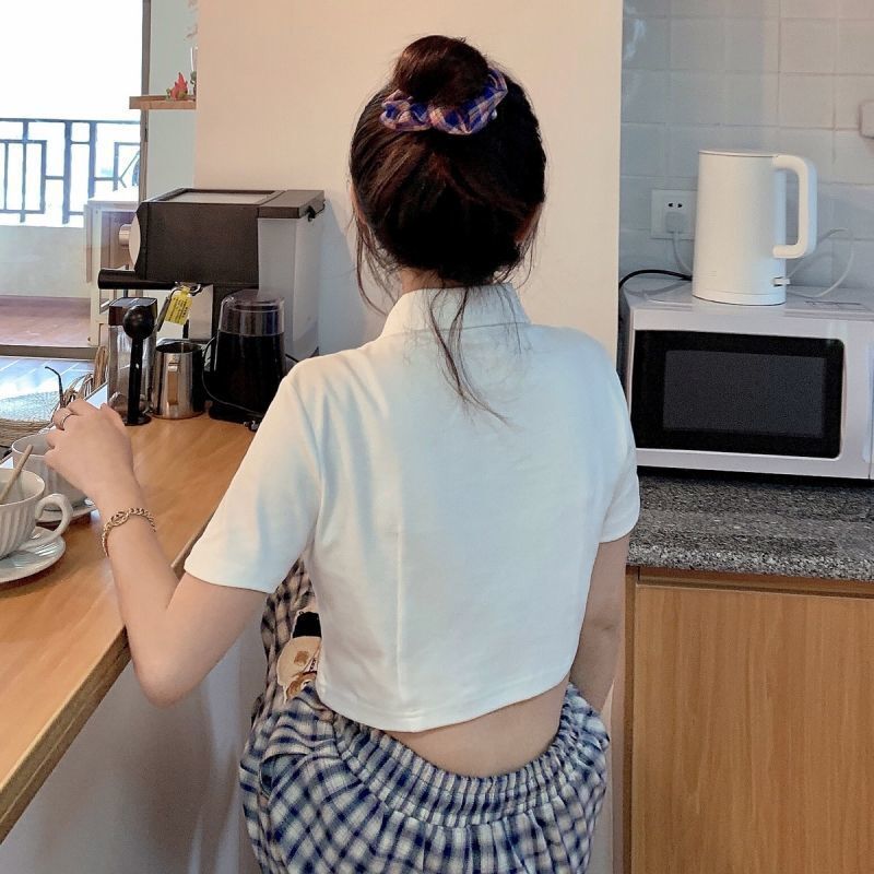 ショート丈 クマちゃん ワンポイント シャツ オールマッチ mry000661