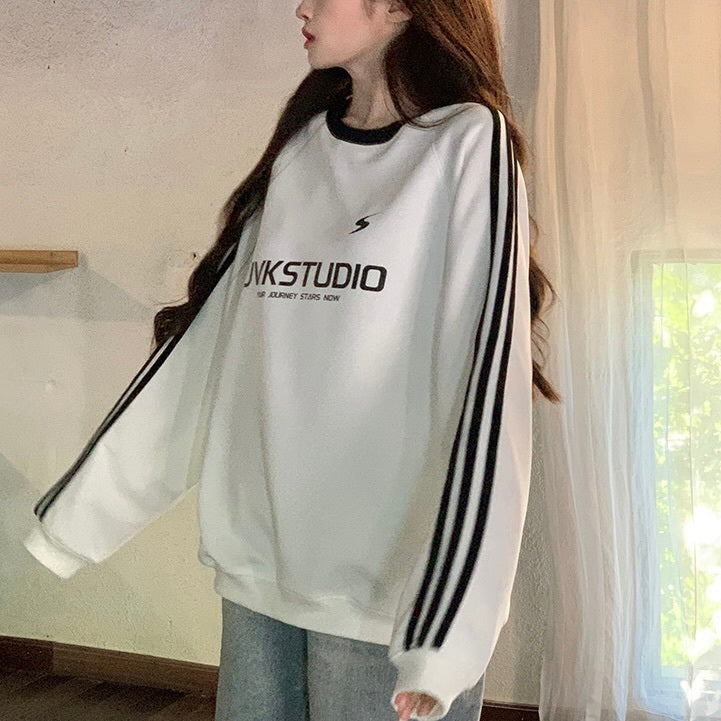 3カラー展開 ヨーロッパ 韓国カジュアル 韓国ストリート ロゴ付きスウェットシャツ mry001065