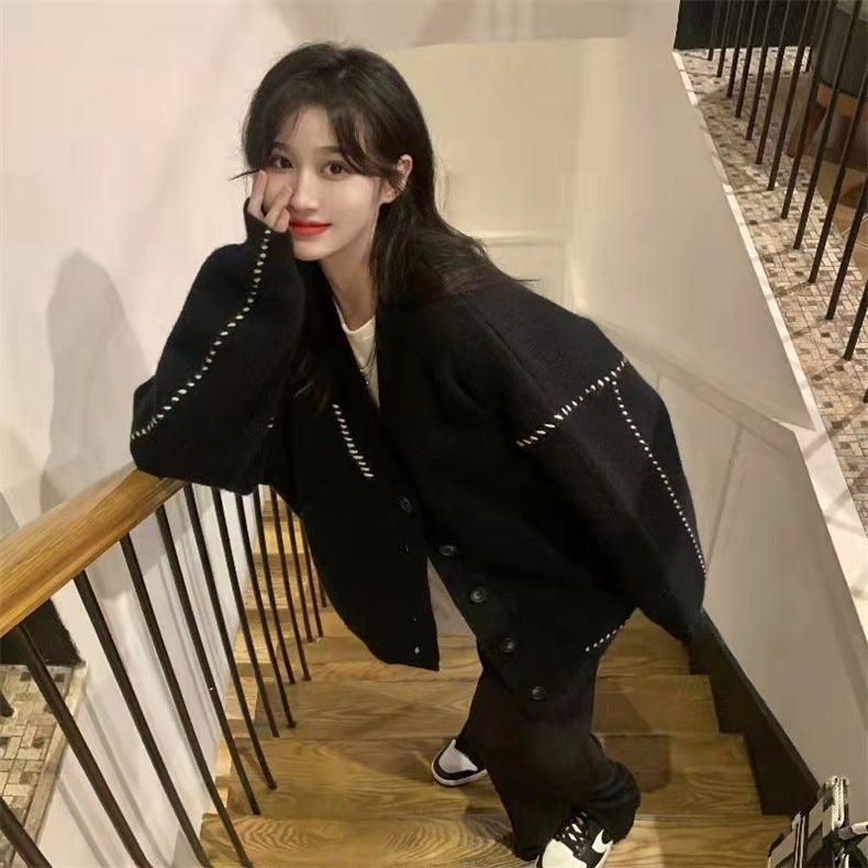 【送料無料】デザインセーター カーディガン 2カラー 韓国ストリート 韓国カジュアル 韓国ガーリー mry000526