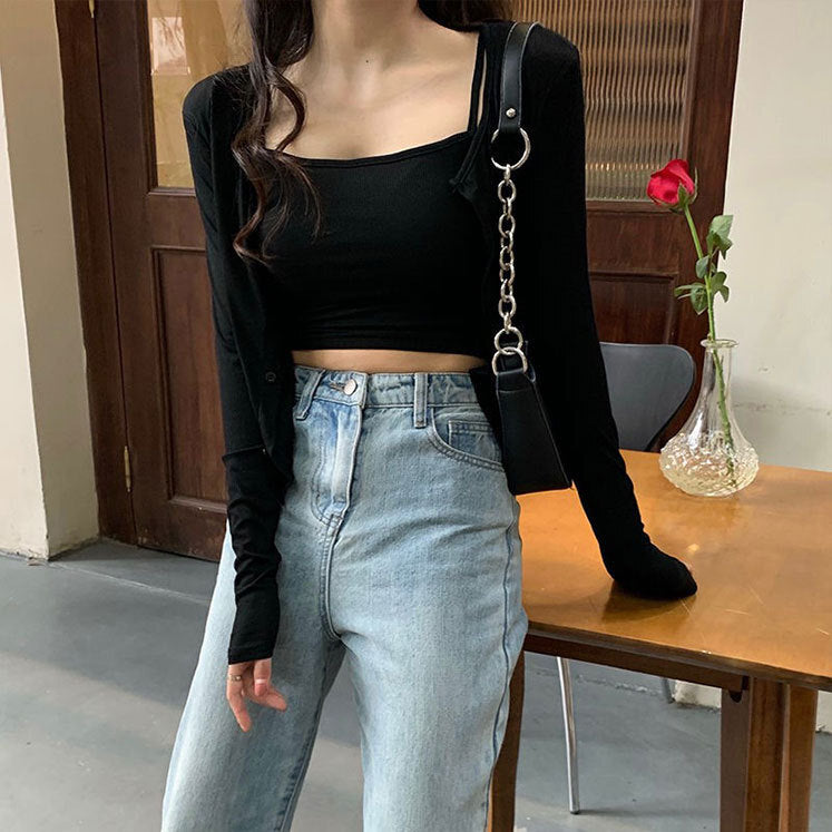 キャミソール付き ショートニット カーディガン mry000028