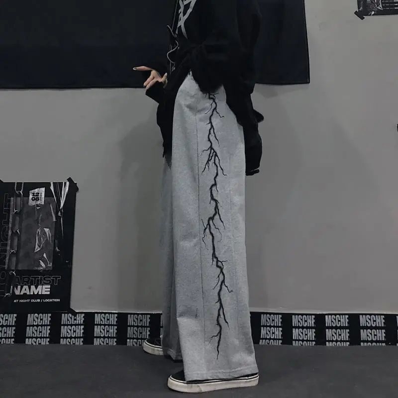 2カラー展開 20023SS インレトロ サンダー プリント ハイストリート ストレート パンツ ユニセックス 韓国ストリート mry000913