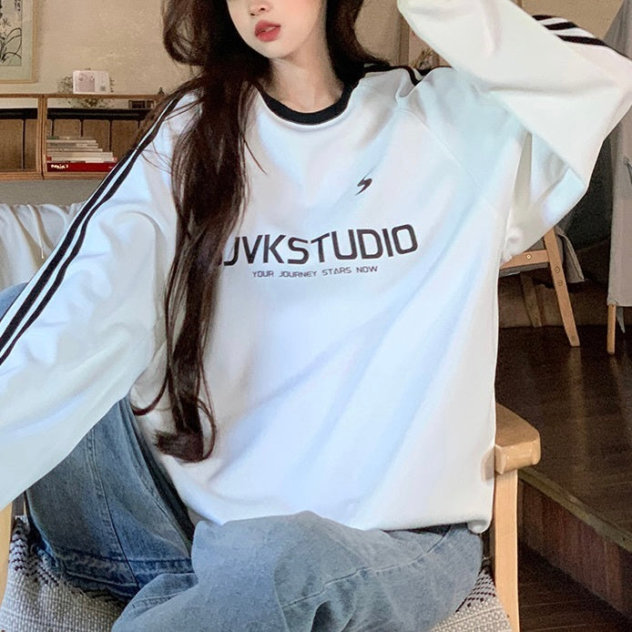 3カラー展開 ヨーロッパ 韓国カジュアル 韓国ストリート ロゴ付きスウェットシャツ mry001065