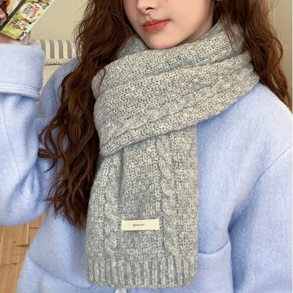 【Plaisir】3カラー展開 リブ編みニット マフラー mry001497