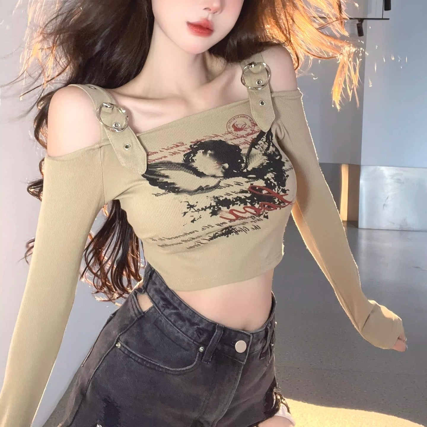 【Taéf】3カラー展開 クロップドトップス mry001552