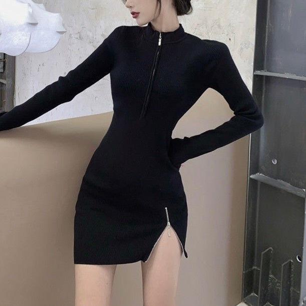 【Orchid】2カラー展開 ジッパーワンピース mry001520