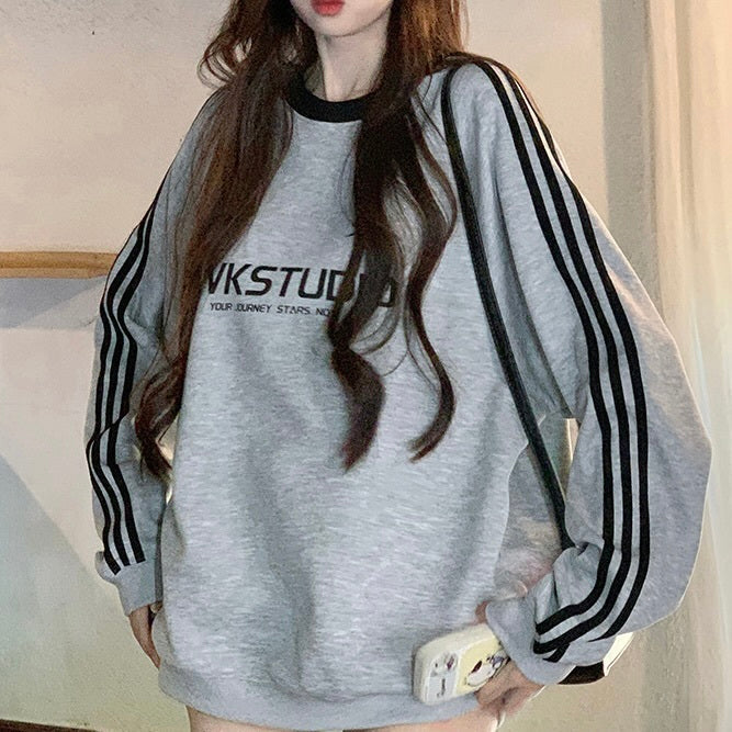 3カラー展開 ヨーロッパ 韓国カジュアル 韓国ストリート ロゴ付きスウェットシャツ mry001065