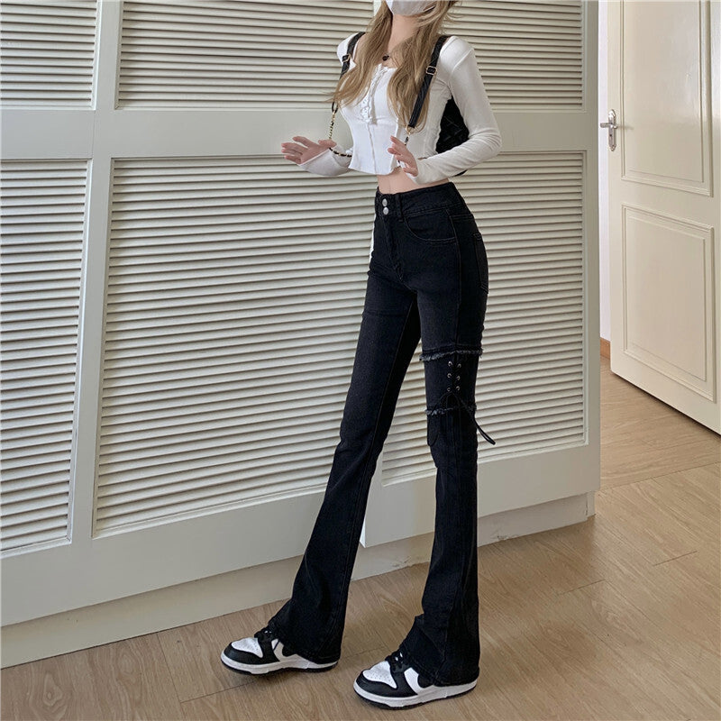 【送料無料】春デニムパンツ 2カラー 韓国カジュアル 韓国ストリート 韓国ガーリー 2023トレンド mry000575