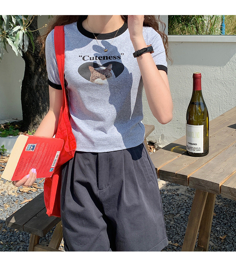 キャットプリント 半袖 Tシャツ mry000014