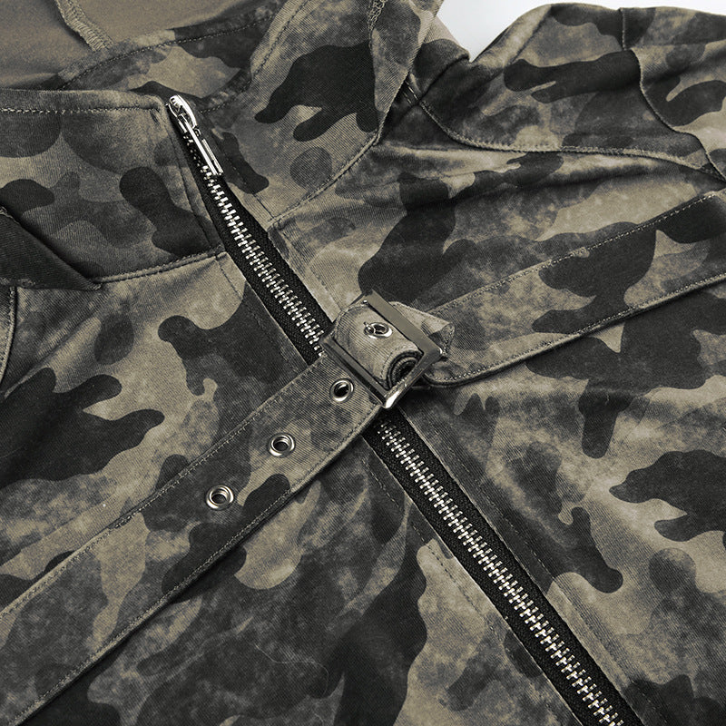 Military Chic Cropped Hoodie mry001639