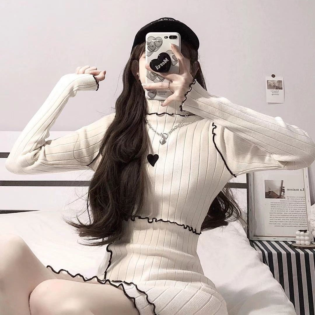 ハートステッチ スリムニットワンピース mry000414