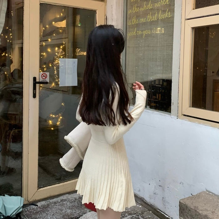 【Chéri / 送料無料】2カラー展開 ニットプリーツワンピース mry001469