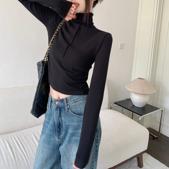 ハイネック ショート丈Tシャツ mry000478