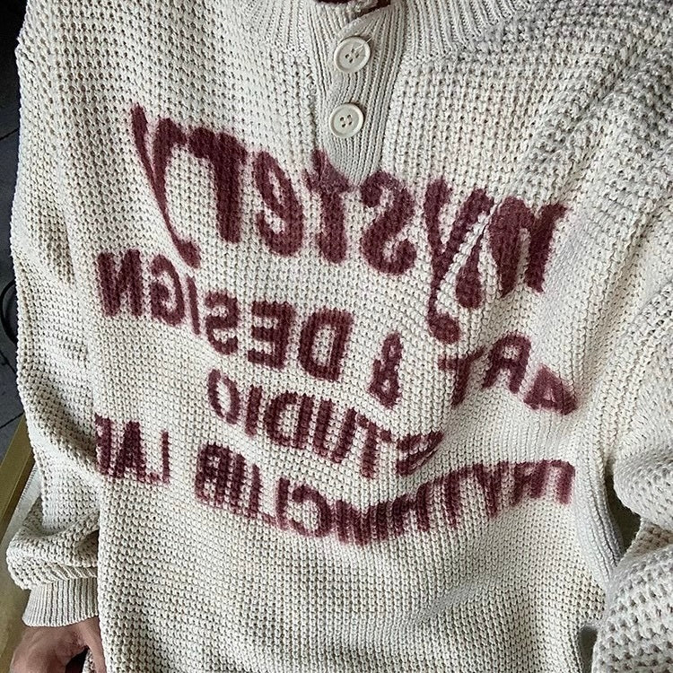 アメリカン 韓国ストリート 韓国カジュアル レトロ ジャガード セーター mry001306