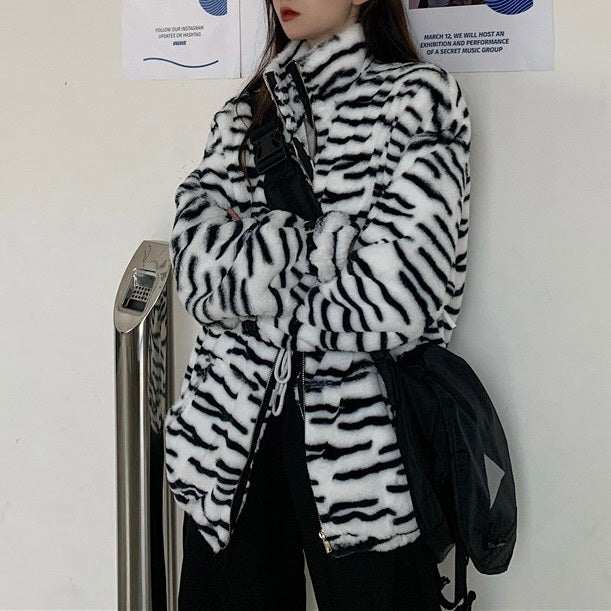 ゼブラ柄 ボアジャケット mry000435