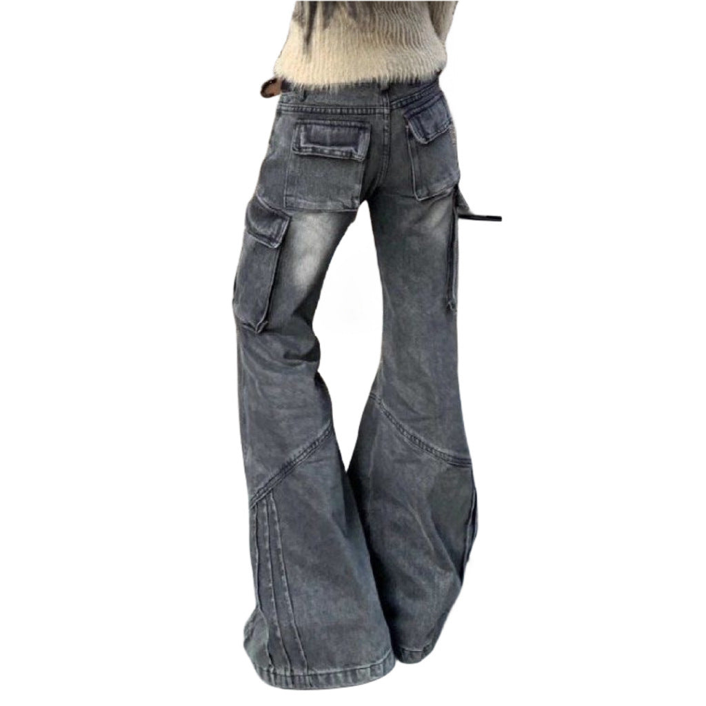 【大人気】Wide Denim Cargo Pants mry001156