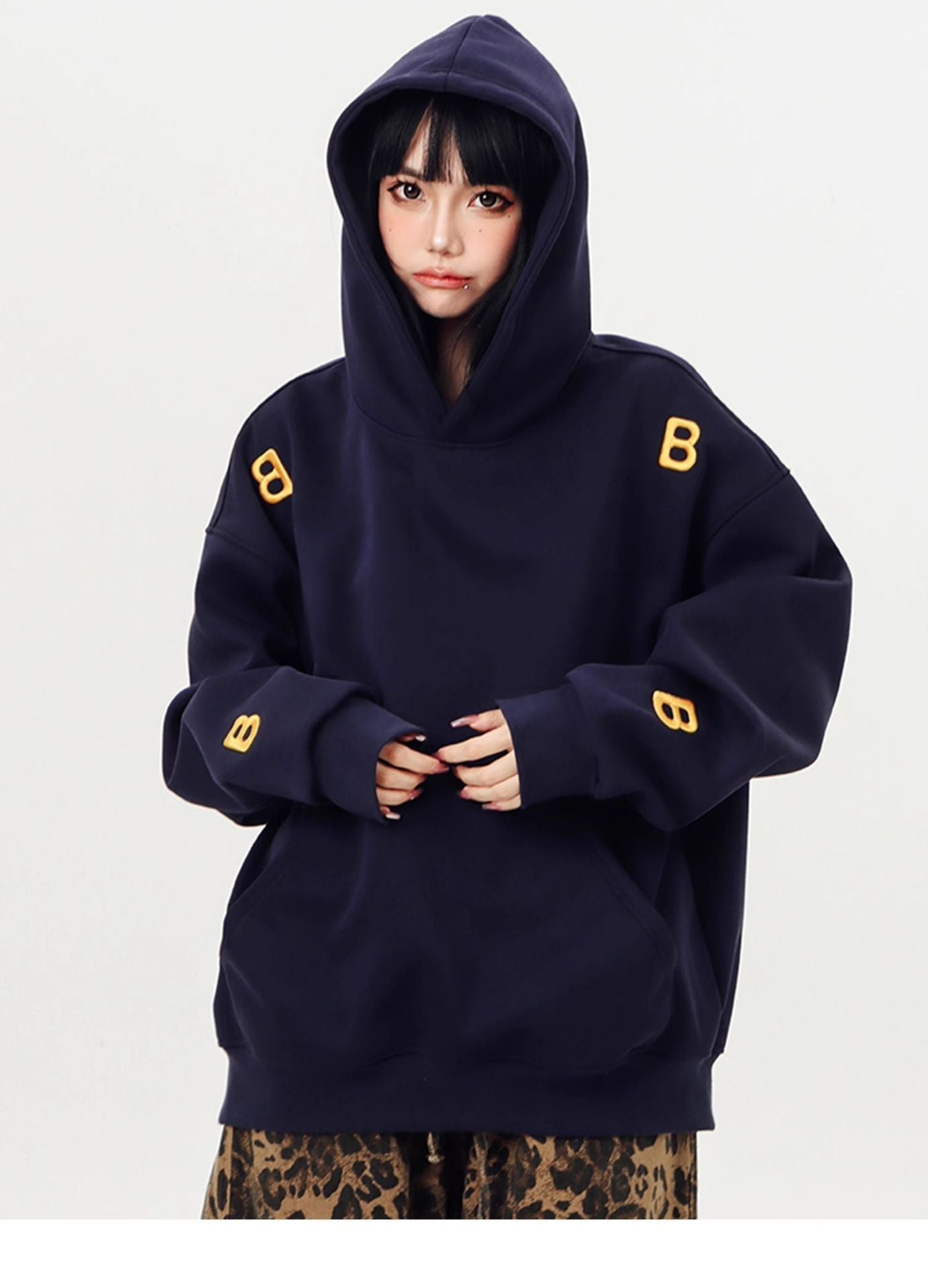 【2color】B-Emblem Oversized Hoodie mry001635