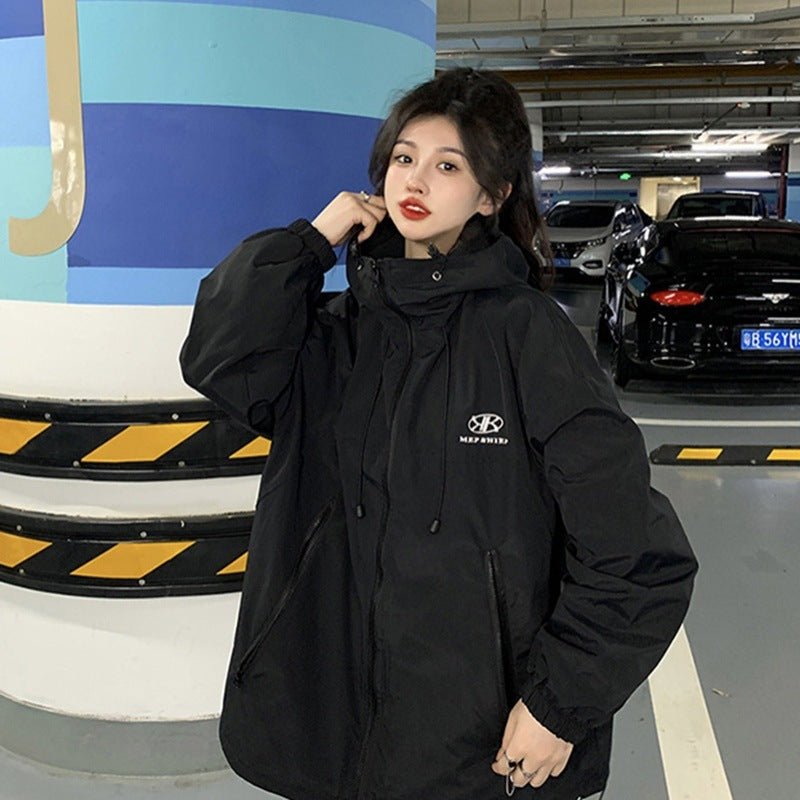 【送料無料】フード付き ジャケット ワンポイント デザインロゴ 韓国カジュアル 韓国ストリート mry000548