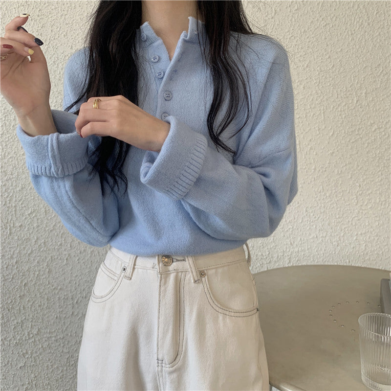 【送料無料】韓国デザインセーター ボタンニット 長袖 韓国ガーリー フレンチガーリー 韓国カジュアル mry000547