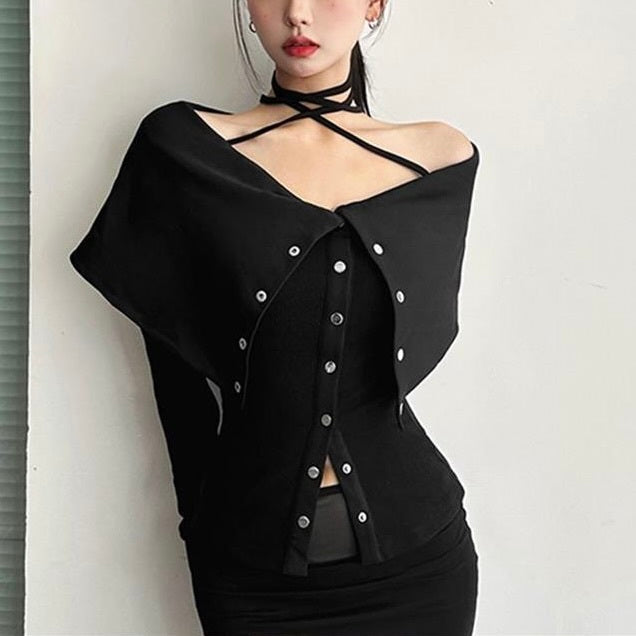 【Orchid】ボタン付きクロップドトップス mry001522