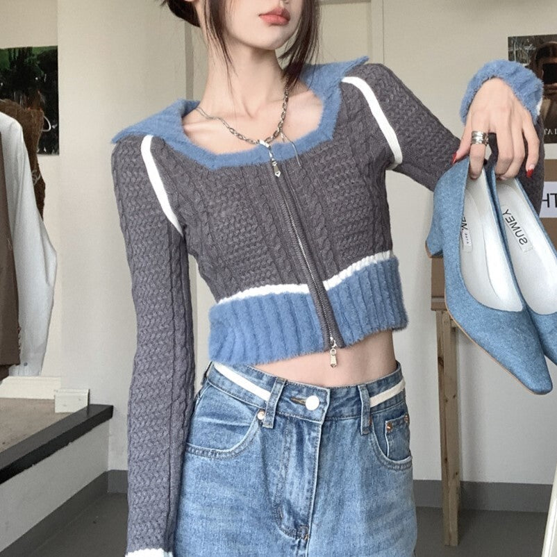 クロップド丈 ニットセーター mry000512