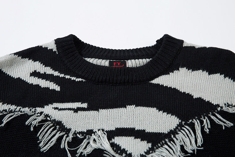 【2color】Raw Edge Animal Print Sweater mry001647