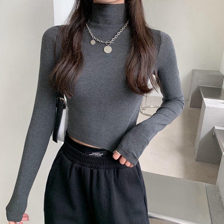 3カラー展開 タートルネック ショートトップ 韓国カジュアル 韓国モード mry000972