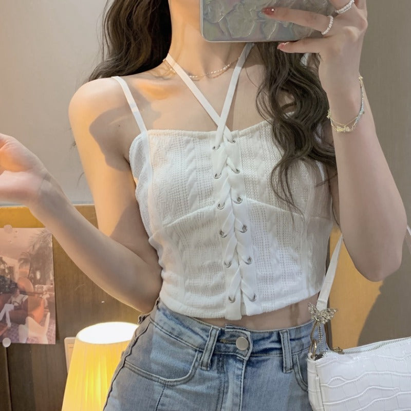 【送料無料】2023SS ホットガール デザイン ショート キャミソール 韓国カジュアル 韓国ガーリー mry000743