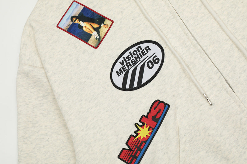 Athletic Badge Zip Hoodie mry001653