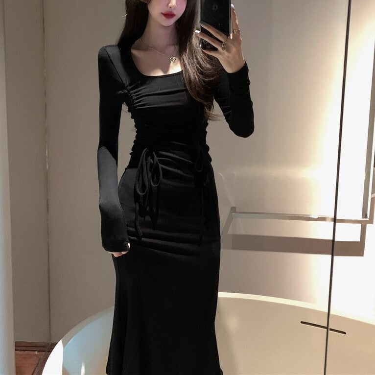 【送料無料】ドレス ワンピース 2カラー フレンチデザイン 春・秋 韓国ガーリー 韓国カジュアル mry000535