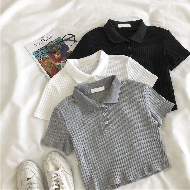【送料無料】3カラー展開 カジュアル オールマッチ ポロシャツ ショート シンプル トップス mry000653