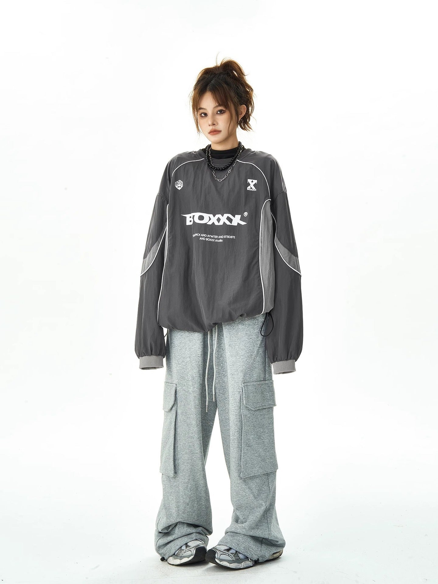 【2color】BOXXX Techwear Oversized Windbreaker mry001627