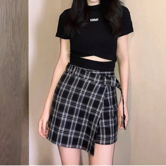 穴あき へそハイウエスト スリムトップス mry000082