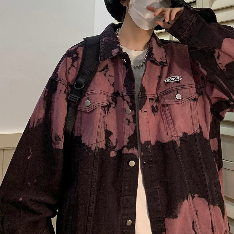 2カラー展開 ヨーロッパ 韓国ストリート 韓国デザイン 絞り染め デニムジャケット mry001258